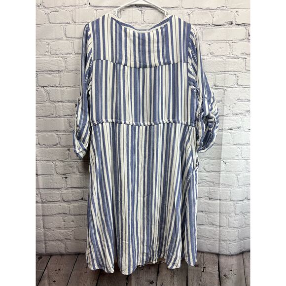 Torrid Blue & White Stripe Zip Front Drawstring Shirt Dress Size 1X - Picture 7 of 13